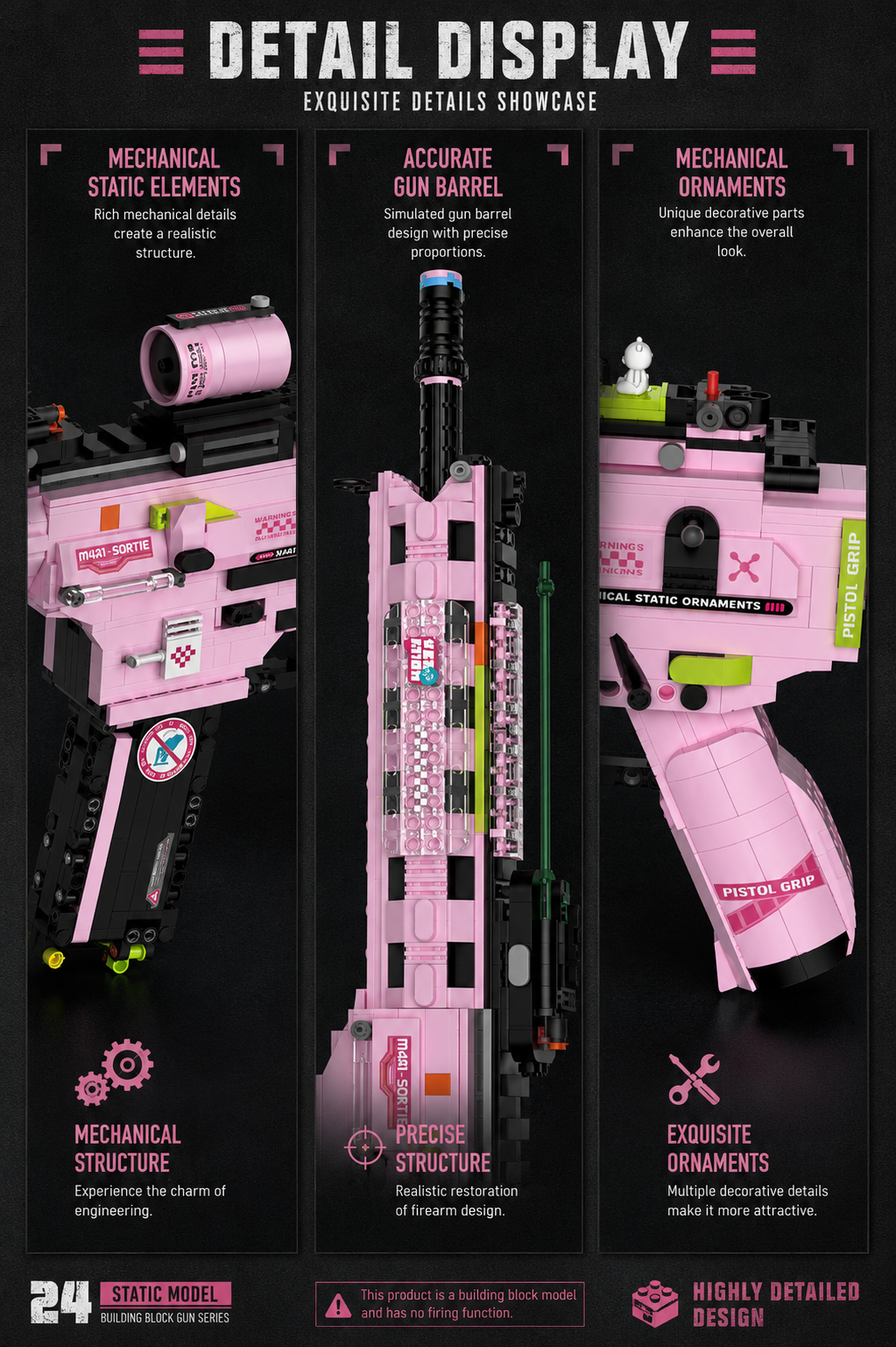 M4A1 Building Block Model – Cherry Blossom Edition (1492 PCS)