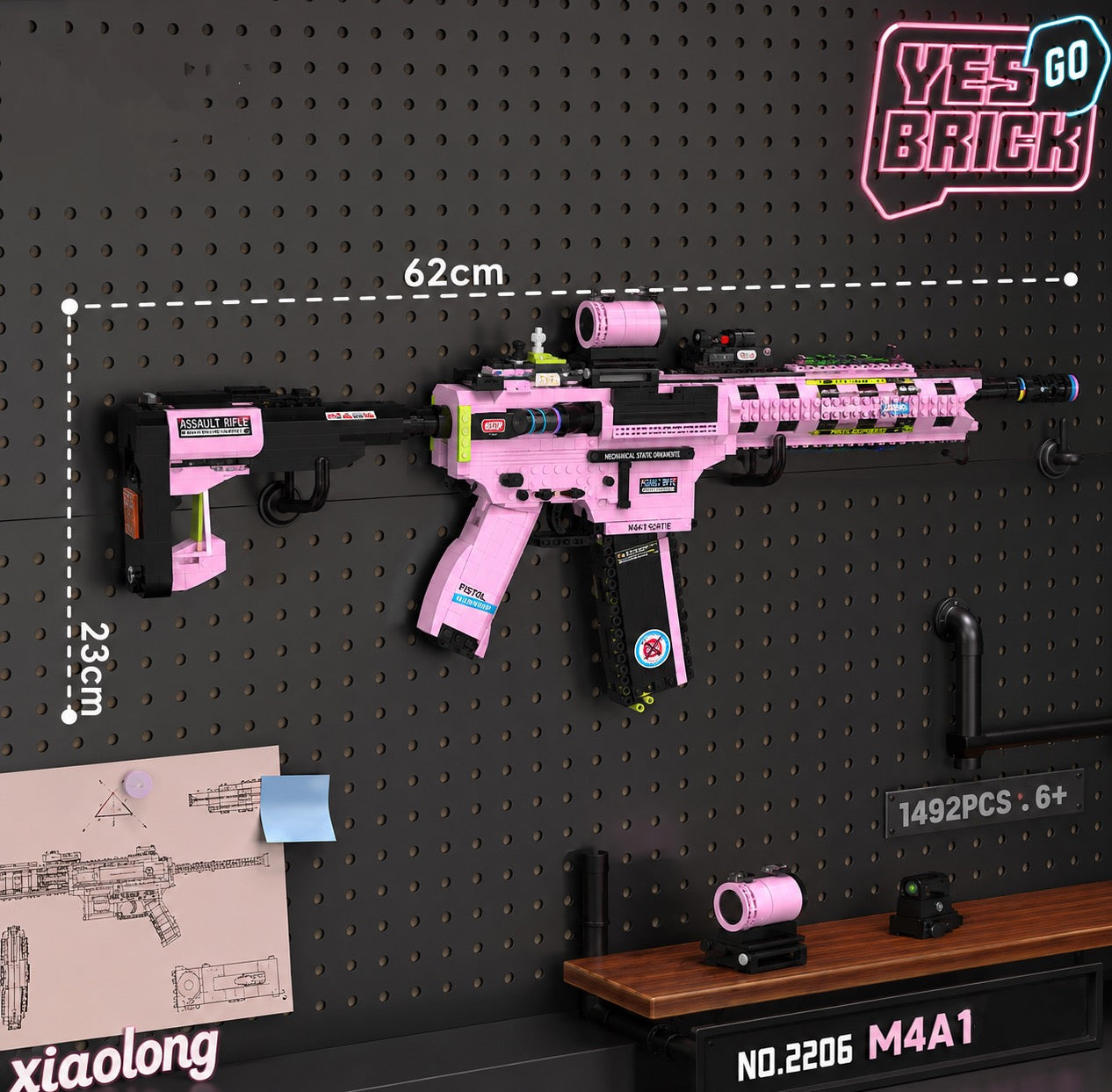 M4A1 Building Block Model – Cherry Blossom Edition (1492 PCS)